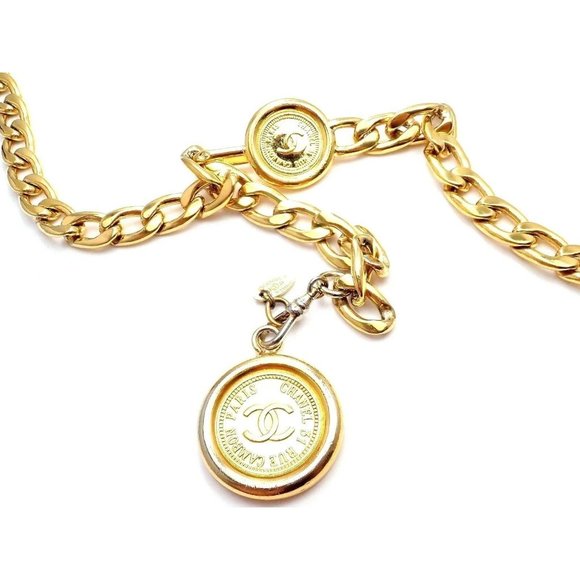 Amazing Authentic Chanel Gold Tone Draped Clasp Belt Necklace 34" - Picture 3 of 6